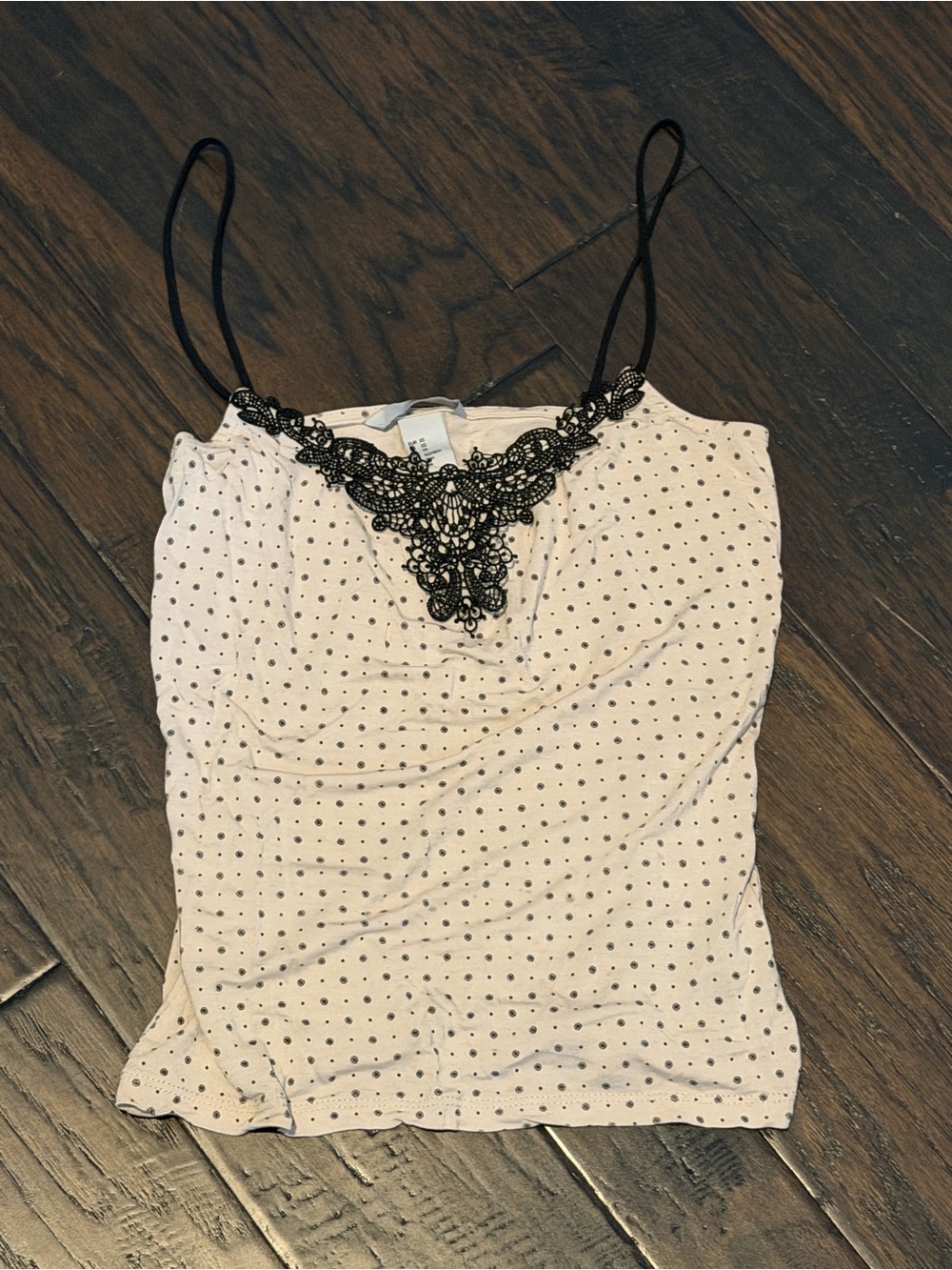 H&M Women's cami top with black lace crochet detail